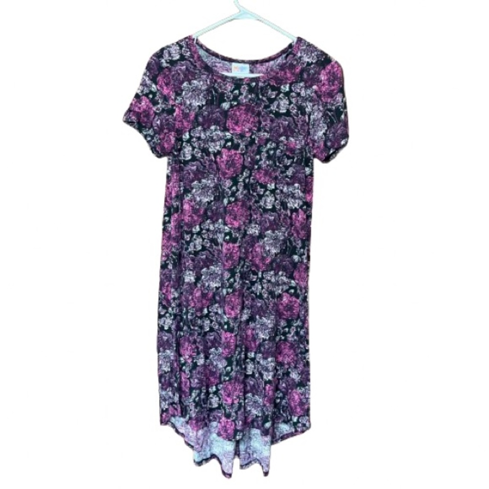 LuLaRoe Carly Floral Dress Black Pink Size XS